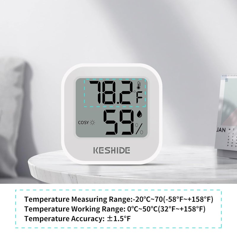 KESHIDE Digital Hygrometer Thermometer for Room Temperature Humidity Meter Indoor Thermometer Accuracy Calibration LCD Temperature Sensor, Bedroom, Baby Room, Office, Greenhouse, Cellar - Image 3